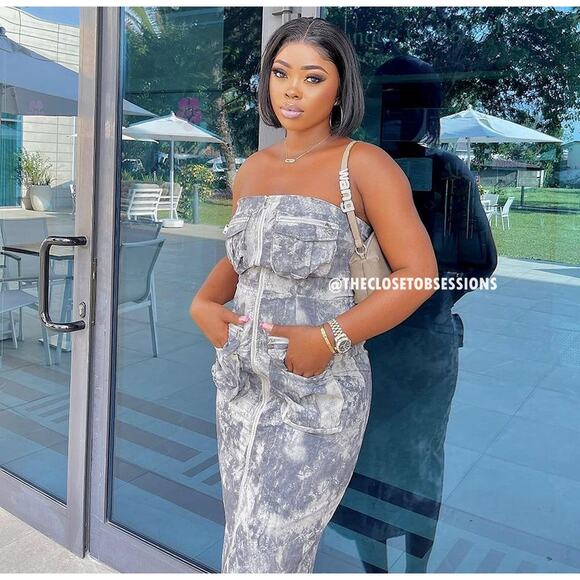 ZARA Blogger Favorite Strapless Utility Midi Dress NWT โ Cotton Cargo Chic, Sz M - Picture 10 of 16